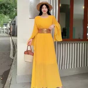 앤트맨 빈티지 엘레강스 여성원피스 긴팔 누빔 바캉스 플레어 하게 쉬폰 슬림 여1 OPH1