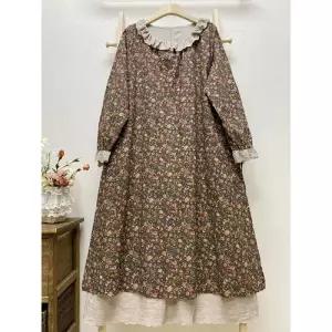 앤트맨 원피스 빈티지 플라워 프릴 여성원피스 롱스커트 프로방스 긴팔 OPH3