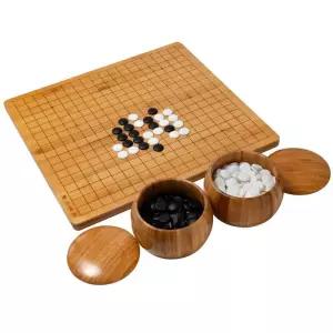 원목 대나무 장기판 바둑알 세트 바둑판 라운드 양면