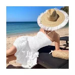 타노스여자 치마 원피스 미니 해변휴가 프릴 자수밑단 쇼트 노출 쉬폰 A라인 데일리룩 허리밴딩 해변바캉스