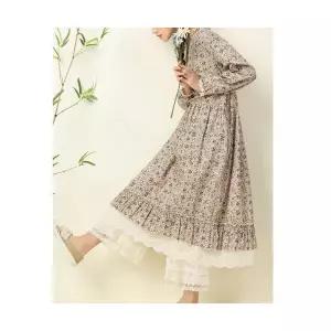 타노스원피스 여성 면마 쉬폰 데일리룩 플라워 자수 프릴 프로방스 롱스커트 KUK3