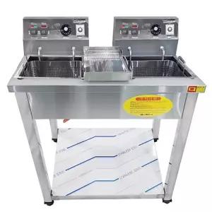 업소용튀김팬 스텐2구 치킨튀김기 전기식 고성능히터 DS200ST