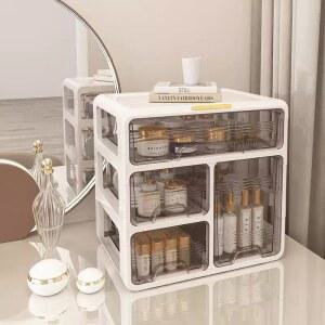 보관 상자 립스틱 4단 서랍 유백색 구획 스킨 화장대 마스크 특대형 메이크업 케어 브러쉬