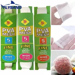 FLYSAND 5m PVA 낚시 메쉬 가방 수용성 잉어 피더 트랩 미끼 그물 도구 25/37/44mm