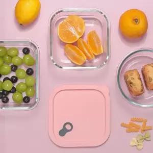 [셀러에이드]파스텔 실리콘 내열유리 밀폐용기 6종