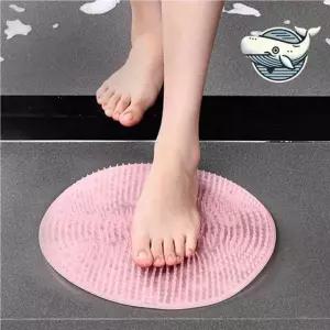 흡착 원형 풋브러쉬 욕실 발씻기 매트 간편 발브러쉬매트(핑크)