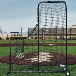 머레이 스포츠용품 야구 배팅 L스크린 보호망 연습을 위한 휴대용 휠 자루 엉덩이 보호대가 장착된 투구