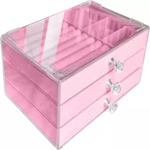 서랍 3개가 있는 젬조쉬 클리어 아크릴 벨벳 주얼리 정리함 쌓을 수 디스플레이 보관 귀걸이 목걸이 링