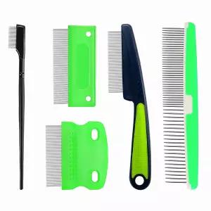 반려동물 그루밍 빗 헤어 고무 손잡이 반려견 벼룩 빗으로 반려견/고양이/작은 반려동물의 눈 점액 제거