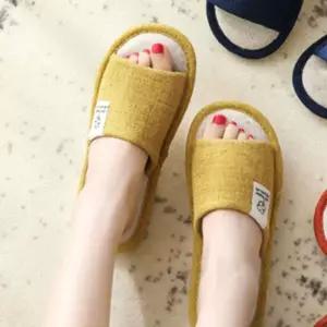 룸슈즈 오픈토 240-245mm 린넨 실내용 샌들 LD미끄럼방지화 거실슬리퍼 소프트 논슬립화 넨슬리퍼 오노마