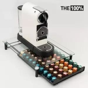 네스프레소 호환 캡슐 보관함 강화유리 서랍형 60구 커피 홀더 거치대 디스펜서