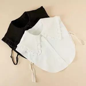 [셀러에이드]면 프릴 빅 페이크 카라 넥케이프 이너카라 빅카라