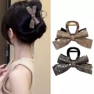 [사러왕]큐빅 반짝이 리본 헤어집게핀 머리핀 집게머리핀 자동핀 올림머리핀 헤어클립 반묶음 당고머리