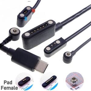 자석 포고 핀 커넥터 용수스틸 부하 수 타입 C 케이블 암 접촉 스트립 DC 전원 소켓 2A 1 4 6 위치