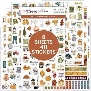 블룸 데일리 플래너 가을 확장 스티커 팩 - 8장 / 411장 할로윈과 추수감사절이 포함된 수확 버라이어티