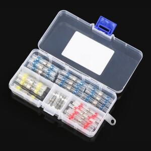 50pcs 조각 방수 솔더 인감 주석 링 열 수축 버트 와이어 커넥터 터미널 전기 구리 테이프 슬리브