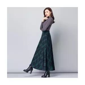 EAMT 여자 정장 스커트 모직 롱 A라인 추동 체크 EUNG3