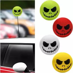 Yourkar 4 PCS 자동차 안테나 토퍼 해골 으스스한 미소 EVA 인형 자동 볼 할로윈 스마일 페이스 충돌 방지