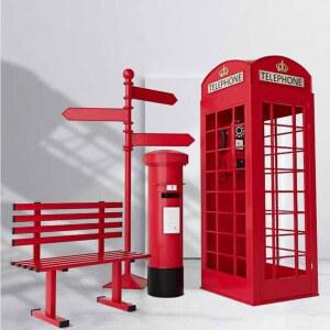 공중 전화 레드 레트로 8M 세트장 장식 일반 펜션 박스 부스 촬영장 버전