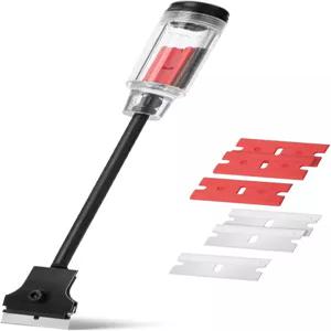 베이츠- 롱 리치 익스텐션 스크래퍼 11인치 양면 플라스틱 3개와 금속 칼날 3개가 추가된 면도기 핸들