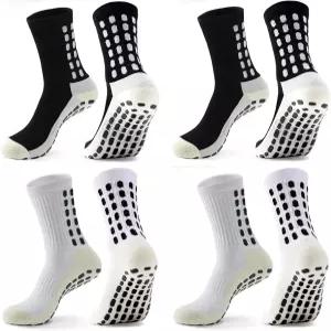 ZXOLDZX 4쌍 남성 축구 양말과 그립 패드 미끄럼 방지 농구 스포츠 남성용 양말