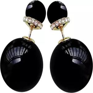 나바치 18k 골드 도금 양면 컬러풀 인조 진주 구슬 여성 패션 우아한 캔디 스터드 귀걸이