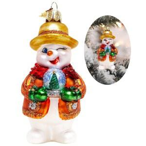 HZYC 크리스마스 홀리데이 스노우맨 블로운 눈사람 장식, 컬렉션 트리 피규어 유리 걸이