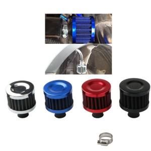바이크 오토바이 차가운 공기 흡입구 용 12mm 범용 자동차 에어 필터 고 유량 크랭크 케이스 벤트 커버 미