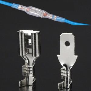 2.8 4.8 암수 플매트 카펫 러그인 용수스틸 단자 와이어 삽입 커넥터 투명 외장 전기 케이블 도킹 6.3mm