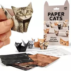 IDFXP DIY 종이접기 고양이 쉬운 접힘 선이 있는 50매의 미리 인쇄된 나만의 3D 피규어 만들기 책상 장식