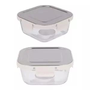 스텐 내열 정사각 밀폐용기 800ml 3호