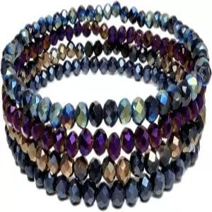 루브리피코 보호 크리스탈 팔찌 세트 4개/세트 여성용 4mm 비즈 스태커블 레이어링 스트레치 우정 선물