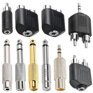 5피스 RCA 1/4 어댑터 6.5mm 스테레오 모노 오디오 커넥터 TS 상호 연결 변환기 스피커 홈 KTV
