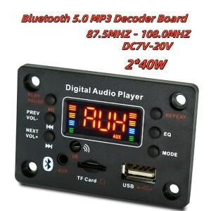 블루투스 5.0 MP3 디코더 보드 2x40W 증폭기 오디오 플레이어 12V DIY 자동차 FM 라디오 모듈 TF USB 마이