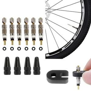 자전거 프레스타 밸브 코어 황동 FV 노즐 교체  MTB 로드 바이크 튜블리스 제거 도구 합금 타이어 캡 선택