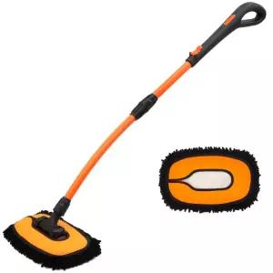 세차밀대 세차걸레 브러쉬 세차용품 HB타입 셔닐재질 휘어진봉+추가걸레1개