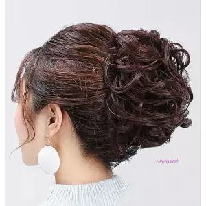 똥머리가발 업스타일 부분 파마 올림 집게핀 집게 웨이브 헤어 피스pqr123
