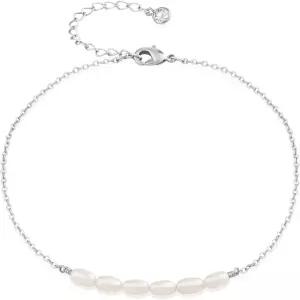 담수 진주 발찌 스털링 실버 14K 충전 보호 앙증맞은 수제 구슬 귀여운 타이니 참 비치 발목 팔찌 여성용