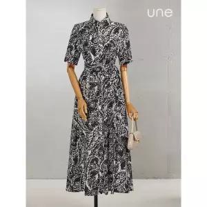 [하프클럽/윈]UNE펀칭자수디테일 패턴원피스