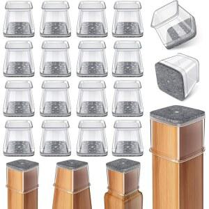 Ansible 24개 의자 다리 바닥 보호대 사각형 실리콘 펠트 가구 패드 캡 커버 장착 1 1/16인치 5/8인치