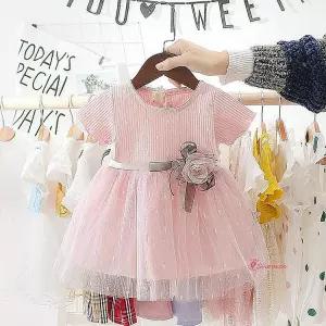 유아원피스 여아 공주 돌아기 여아옷 샤원피스 드레스 반팔 핑크 여름efg629