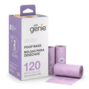 펫 지니 강아지 똥 봉투 쉽게 플라스틱으로 강하고 제작 재활용 라벤더 향 매우 반려동물 방지 8개(120개) 위한 롤 찢어지는 65% 누수 개를 쓰레기