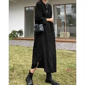 셔츠원피스 40대 카라 차이나 셔츠형 편한 하늘색 롱원피스 루즈핏 블랙 롱셔츠 데일리 남방 코디tuv891