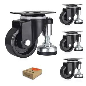초클리 2인치 수평판 캐스터 휠 조절 가능한 방진 평준화 발 패드 헤비 듀티 회전 캐스터가 있는 작업대