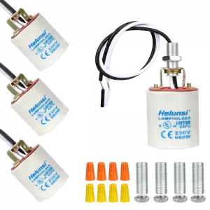 E26 E27 세라믹 라이트 소켓 헬룬시 중형 베이스 도자기 램프 홀더 12인치 와이어 리드가 있는 전구