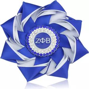 여성용 라인스톤 ZPB 플라워 브로치 핀 1920 선물 그리스 자매결연 용품 보석 (새틴 4.5 코르사지)