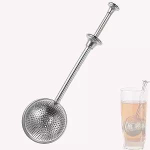 긴 손잡이 티볼 느슨한 잎차용 스테인리스 스틸 티 인퓨저 컵과 찻주전자용 손잡이가 있는 필터 재사용