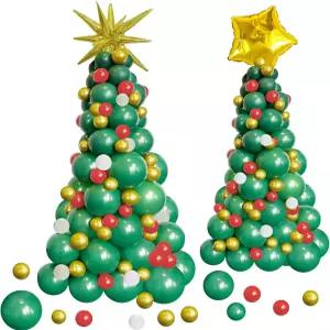 제인프 122개 크리스마스 풍선 갈랜드 아치 키트 그린 레드 골든 라텍스 트리 황금 장식용 파티