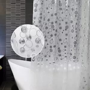 AooHome 플라스틱 소형 샤워 커튼 라이너 - 후크가 달린 EVA 3D 서클 패턴 디자인 욕실 하단 자석 10G 헤비