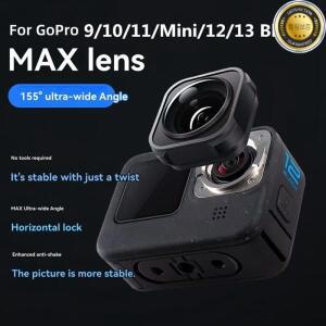 Max Lens Mod 광각 방수 렌즈 155 ° Gopro Hero 12 11 10 9 카메라용 와이드 뷰(흔들림 방지 지원 5M 포함